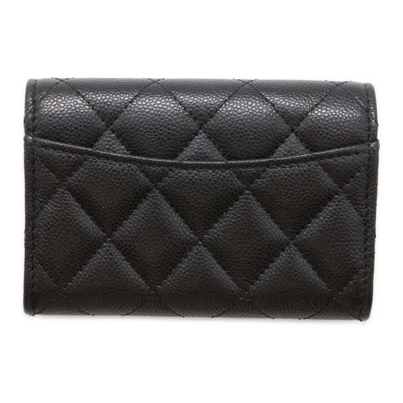 Chanel Coin Case Coco Mark Matelasse Caviar Skin Wallet Black Card Holder - Picture 3 of 8